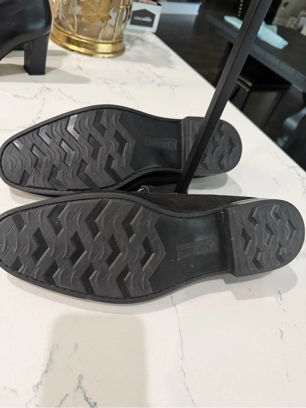 Stacy Adams Black Suede Slip-On Loafers with Silver Bit
